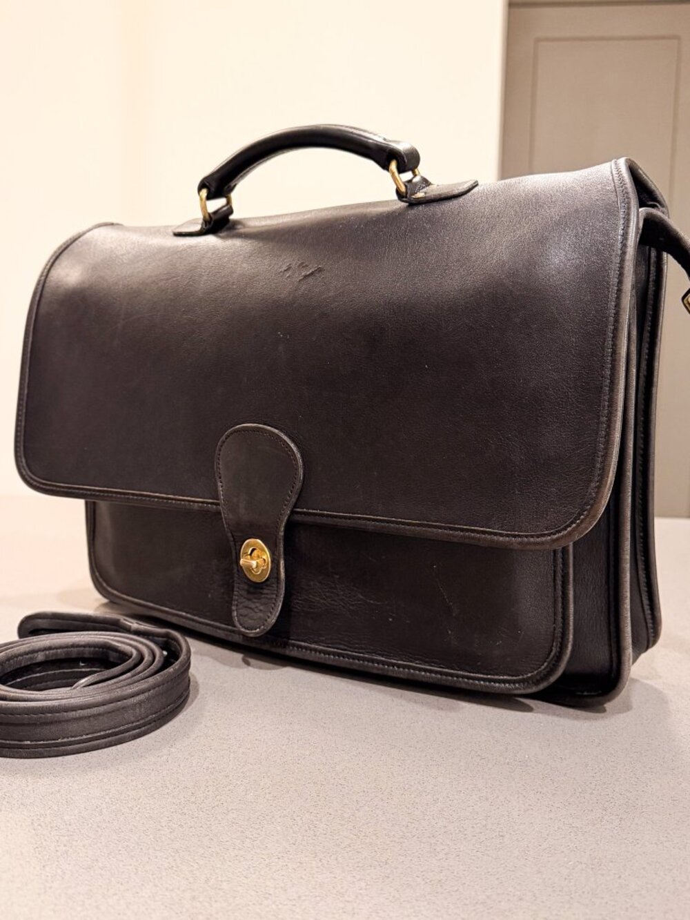 Coach Mahogany Leather Briefcase with Gold Hardware